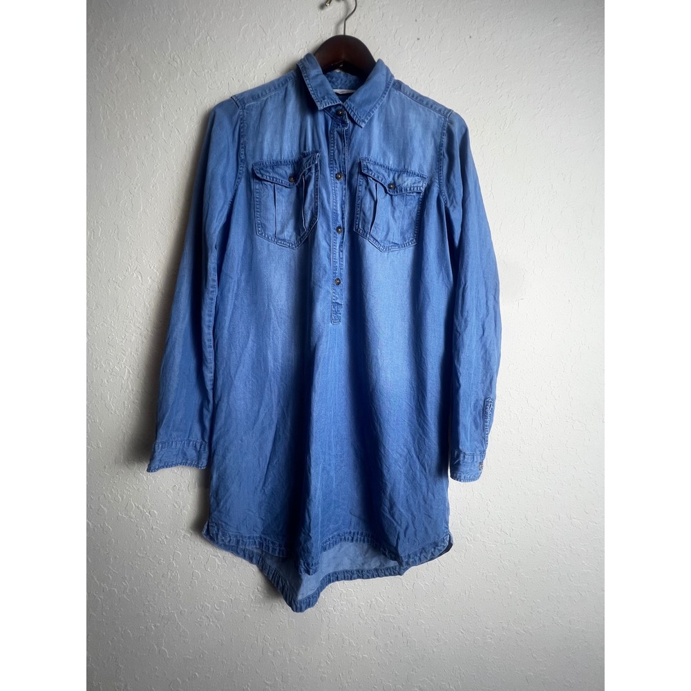 Y2K Abercrombie & Fitch Womens Blue Chambray Denim Shirt Dress Tunic Small
